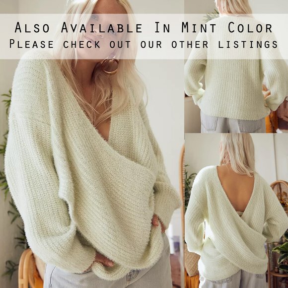 NEW Urban Outfitters Orange Kane Wrap Soft Fuzzy Knit Cozy Sweater $69 M or L - Picture 9 of 9